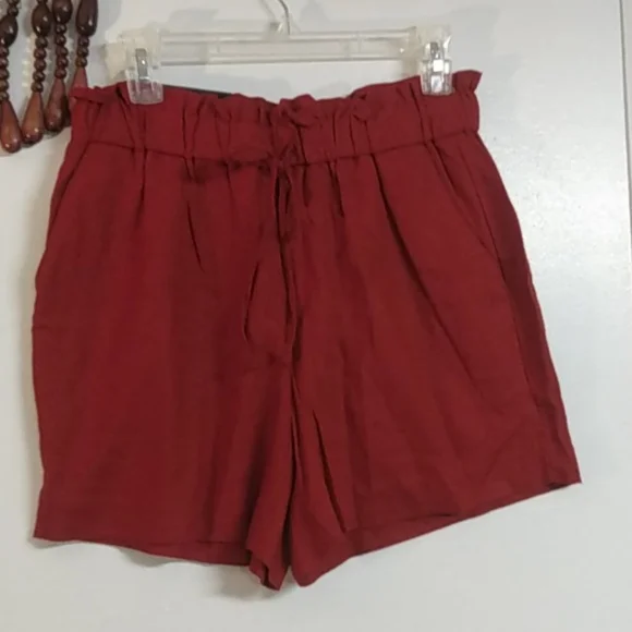 Banana Republic Terracotta Red Linen Blend Shorts Bag Waist - Picture 5 of 11